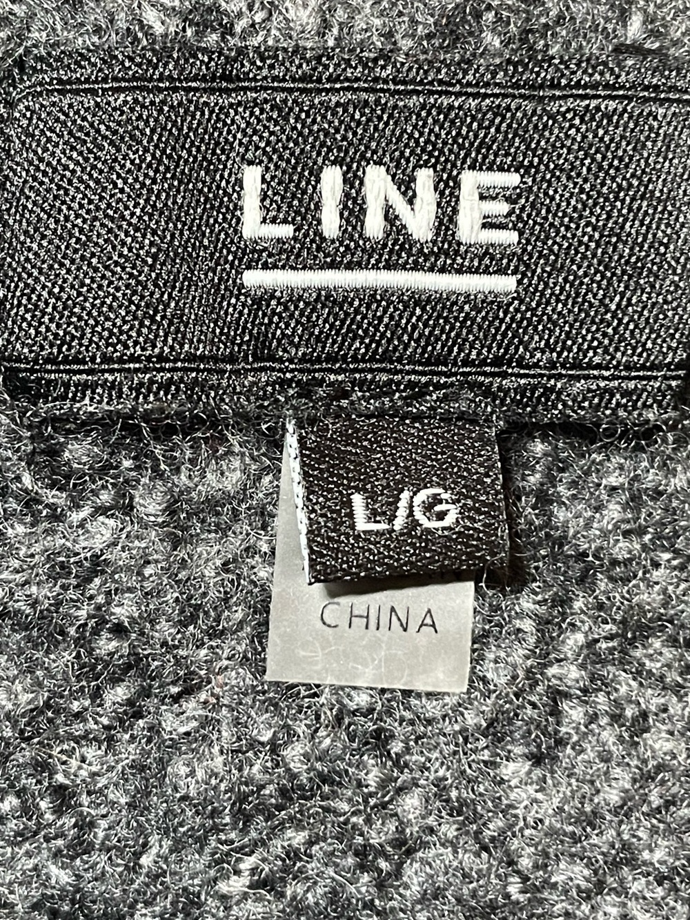LINE Merino Wool Cashmere Sweater L Charcoal Gray Relaxed Boxy Knit Fall Cozy - Picture 3 of 7